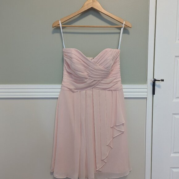 David's Bridal Petal Pink Strapless Dress,  Size 8 - Picture 1 of 3